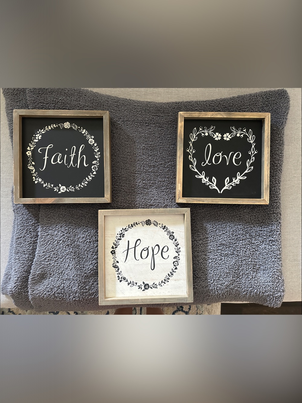 Hobby Lobby Faith Hope Love Framed Wall Set - Black & White